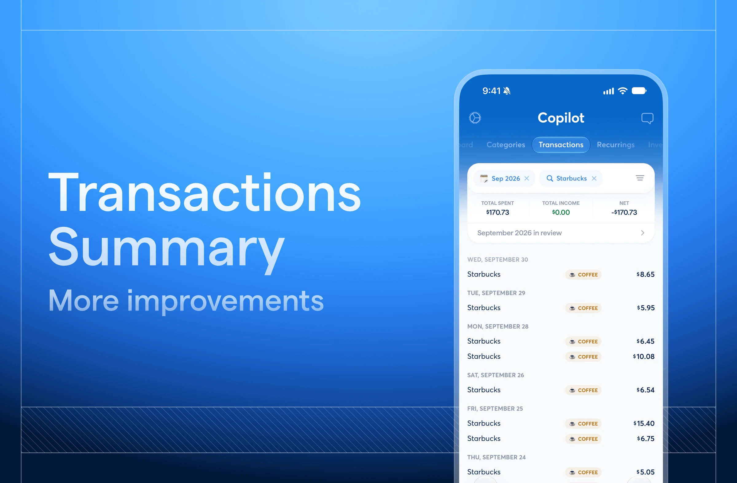 Multi-Select Transaction Summary